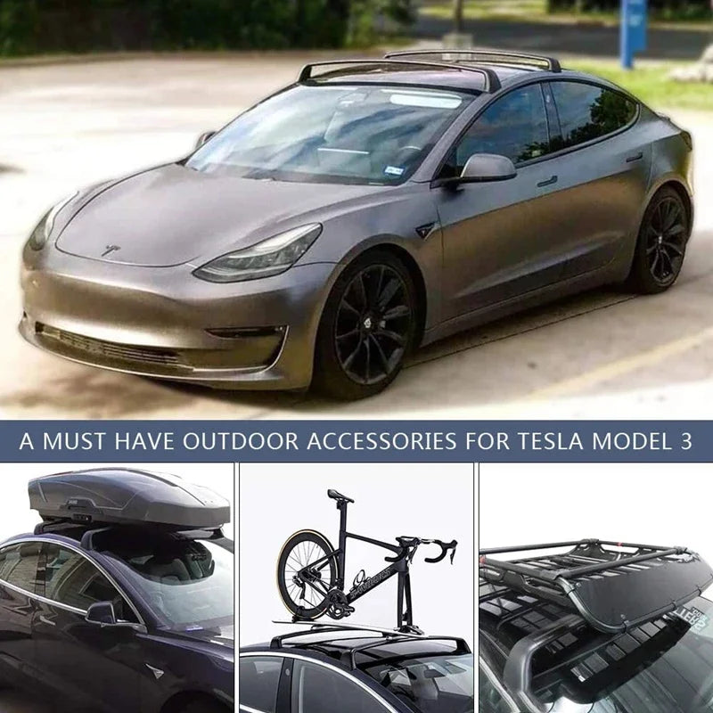 For Tesla Model Y / Model 3 2017-2026 Aluminum Transportation Tool Car Roof Cross Bars Rooftop Luggage Cargo Carrier Rack