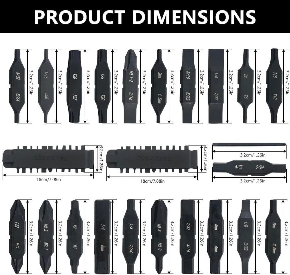 22PC Flat Bit Kit Set for Leatherman, Replacement Double-Ended Flat Screwdriver Bits, Multi-Tool Accessories (S2 Steel)