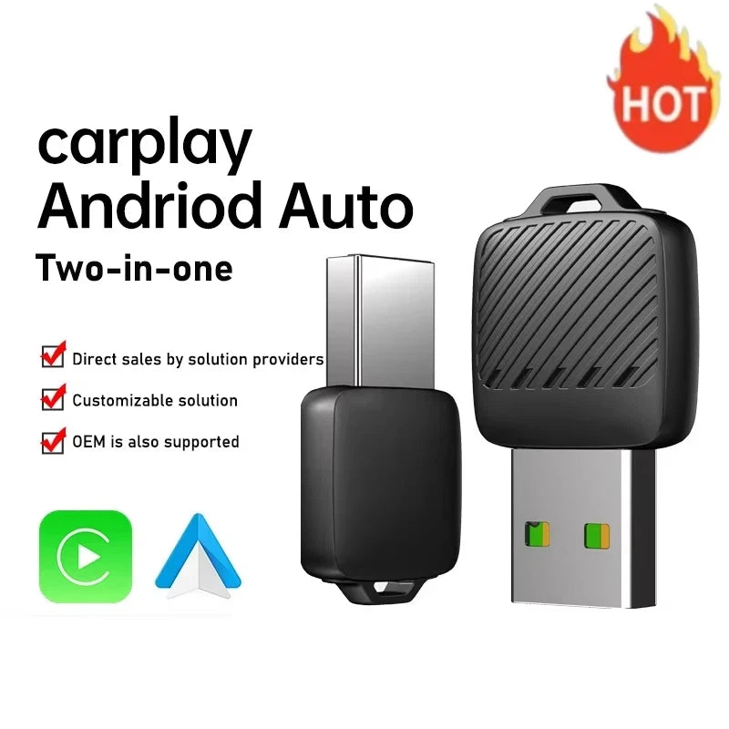 New 2 in1 Wireless Android Auto Adapter Wireless CarPlay Dongle Car Intelligent Systems AI Smart Box For Car Wired CarPlay