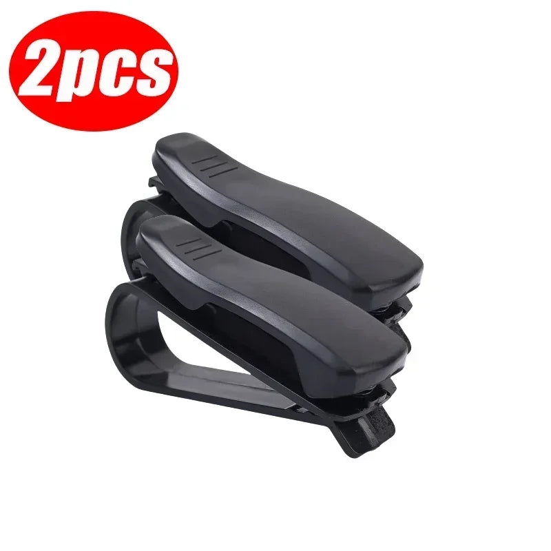 2PCS Car Glasses Case Auto Sun Visor Glasses Holder Sunglasses Clip Sunglasses Eyeglasses Card Holder Car Accessories Interior