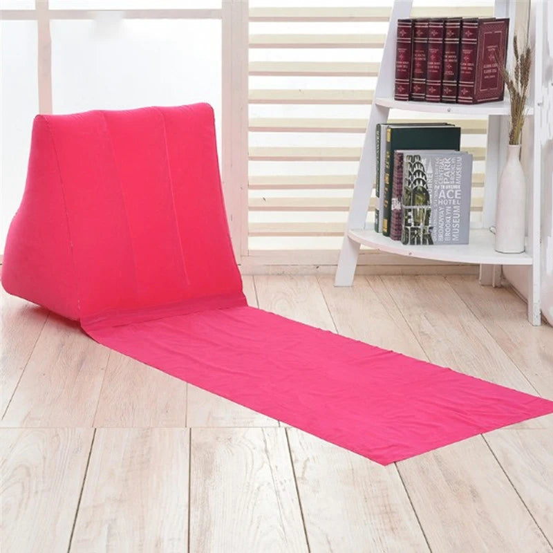 Inflatable Wedge Pillow With Mat PVC Flocking Travel Portable Back Support Triangle Cushion Beach Pillow