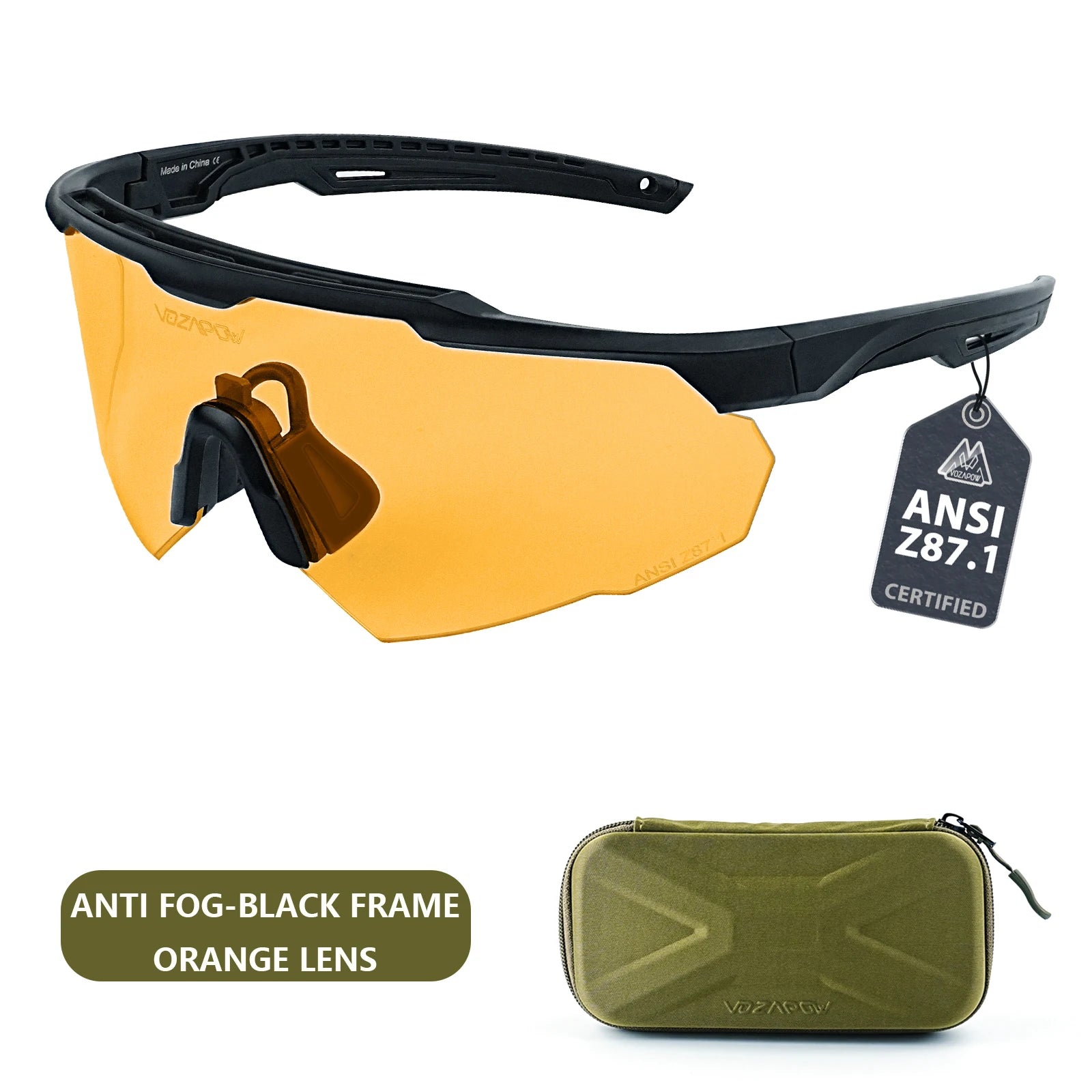 Vozapow Professional Shooting Glasses UV400 ANSI Z87.1 Safe Airsoft Tactical Goggles Anti Fog Mountaineering Fishing Sunglasses