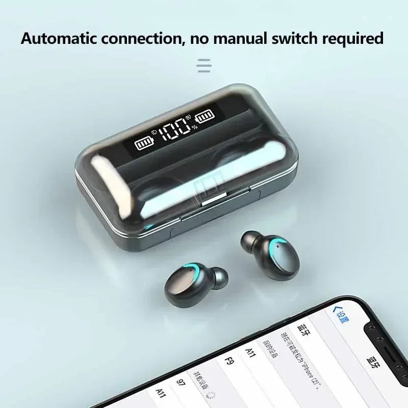 F9 TWS Bluetooth Wireless Headphones with Large-Capacity Charging Case & Digital Display, Long Battery Life Gaming Earbuds