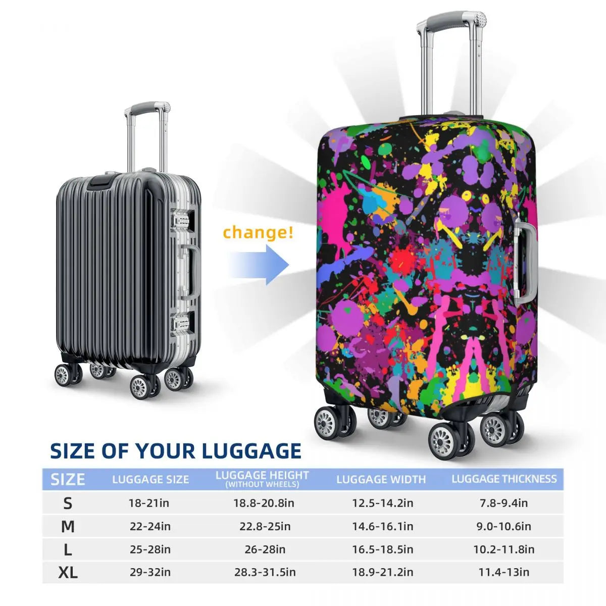 Custom Colorful Abstract Graffiti Camouflage Pop Art Suitcase Cover Dust Proof Travel Luggage Covers for 18-32 inch