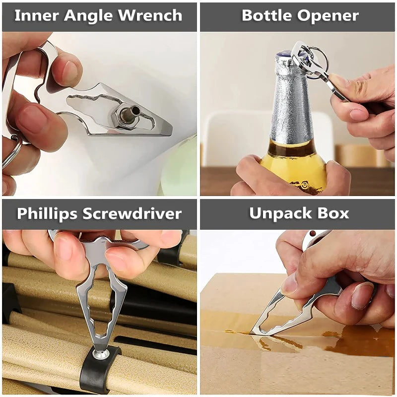 Outdoor EDC Survival Tool, Multifunctional Self-defense Spike,Wrench,Bottle Opener,Keychains for Outdoor,Camping,Hiking,Street