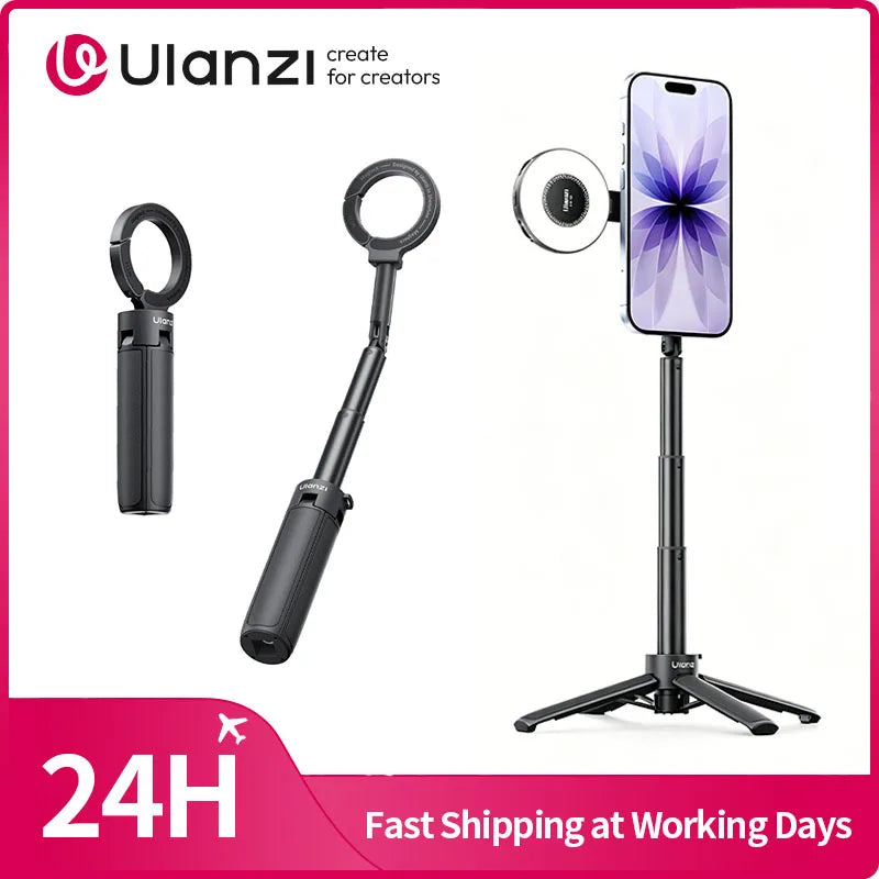 Ulanzi MT71 Magnetic Mini Selfie Stick Telescoping Pole Phone Handle Desktop Tripod for iPhone 17 16 15 14 Android for Travel