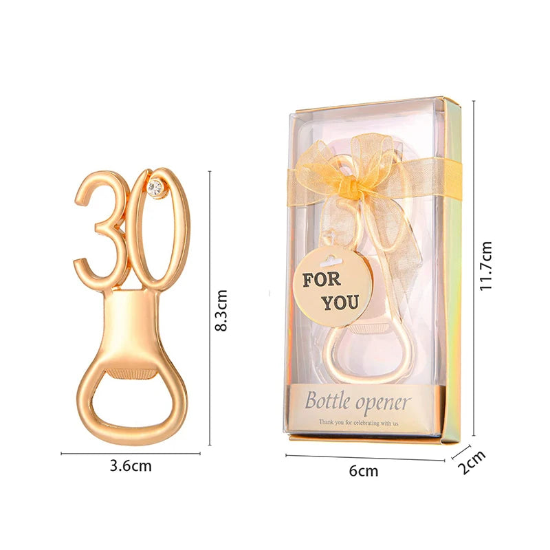 30/40/50/60/70/80 Number Shape Bottle Opener For Birthday Party Wedding Anniversary Souvenir Gift Kitchen Gadget