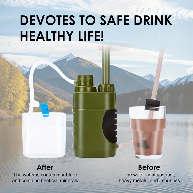 Water Purifier Pump With Replaceable Carbon 0.01 Micron Water Filter Portable Outdoor Emergency And Survival Gear Camping Hiking