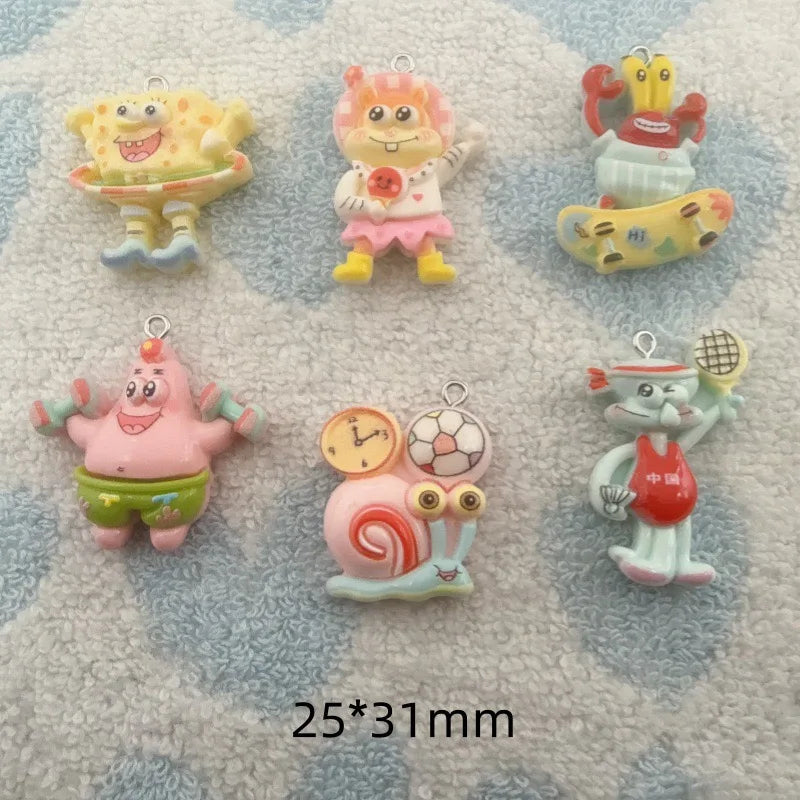 10pcs cartoon resin pendant, DIY jewelry making earrings, keychain accessories