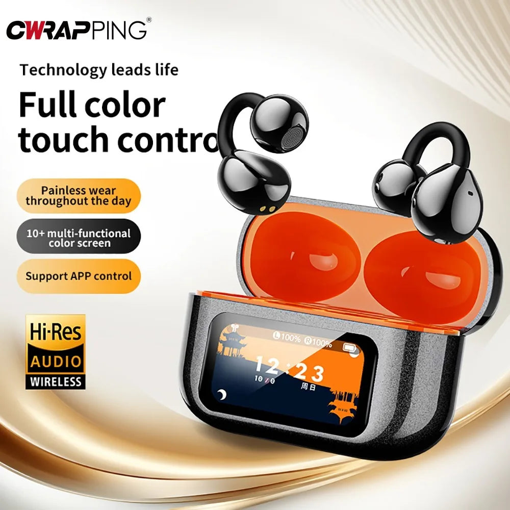 XG42 OWS Open Ear Clip Bluetooth Earbuds Full Color Touch Screen UV Craft TWS Headphones Anti-Lost Finder Sport Stereo Earphones