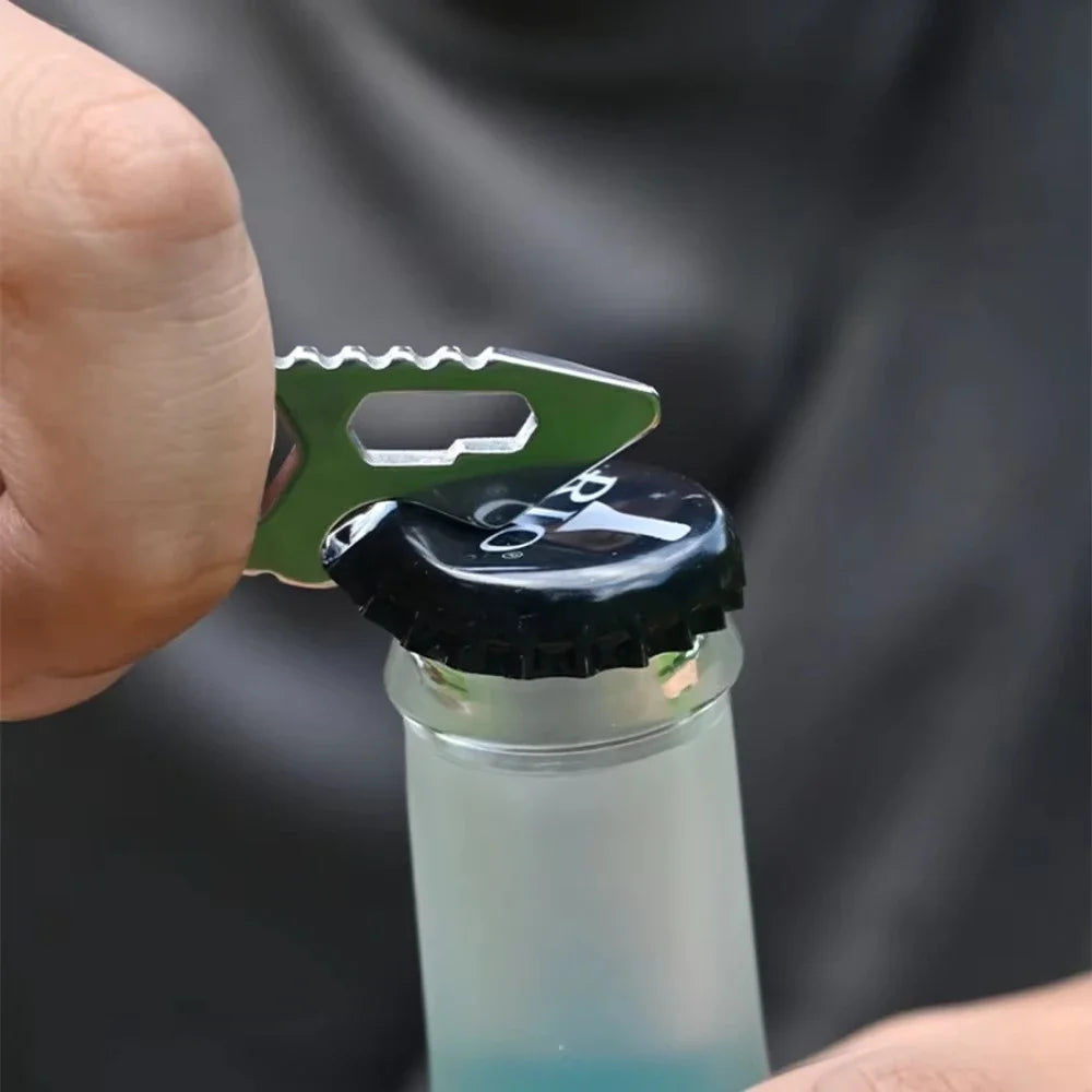 Mini Multifunctional Stainless Steel Pry Bar EDC Hex Wrench Bottle Opener Portable Outdoor Bicycle Repair Tool