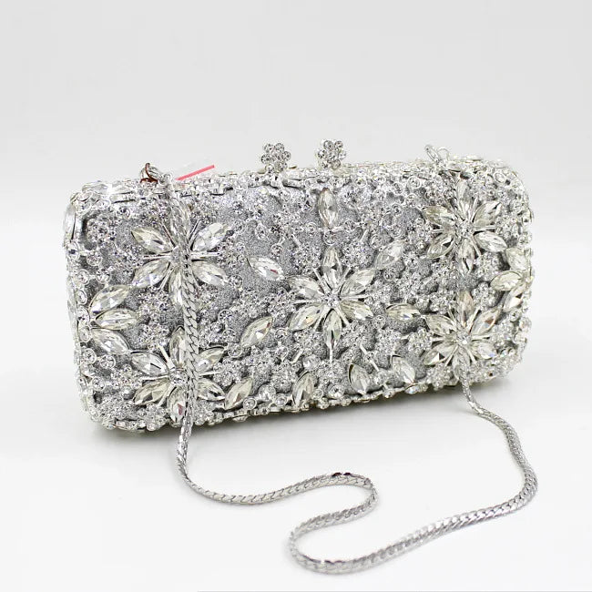 Fashion High Quality Crystal Handbag and Purse Luxury Metal Shiny Rhinestone Clutch Bag Evening Bag