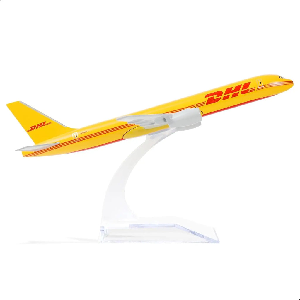 16cm Scale B757 Adults Fun Airplane Replica Dhl Alloy Toy Airplane Diecast Model Yellow Freight Machine Diecast Aircraft Aviatio