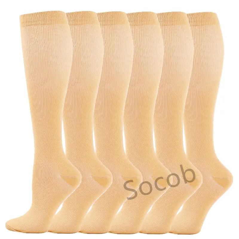 6/7 Pairs Compression Socks Varicose Diabetes Sock Running Cycling Hiking Touring Bicycle Marathon Outdoor Rugby Edema Long Tube