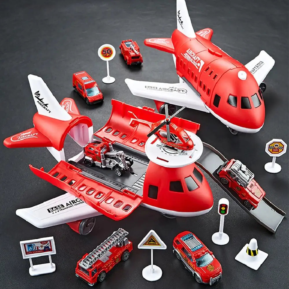 Red Blue Inertia Rail Airplane Toy Plastic Random Car Inertia Car Plane Model Helicopter Deformable Track Track Toy Gift