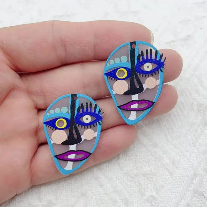 10pcs acrylic double-sided abstract irregular Van Gogh portrait pendant DIY earrings keychain accessories