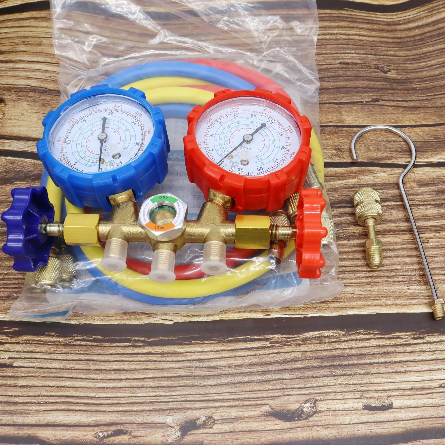 Refrigerant Manifold Gauge Set Diagnostic Air Conditioning Tool Hook Hose for R410A R22 R404A R134A Refrigerant Charging