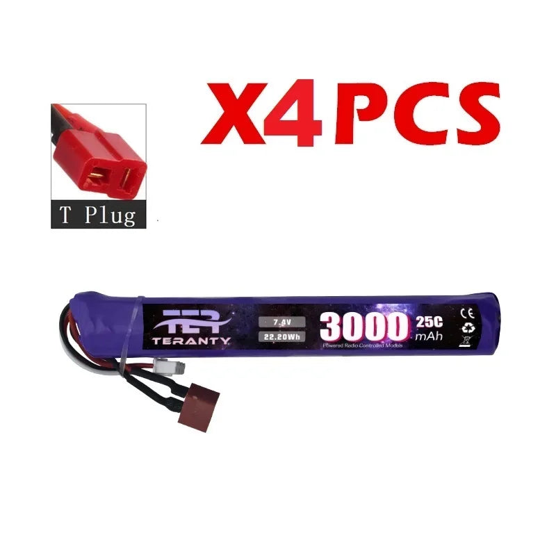 7.4V 3000mAh LiPo Battery with Small Tamiya Deans T Connector 2S For Electric Toys Water Bullet Gun Battery Parts Accessories