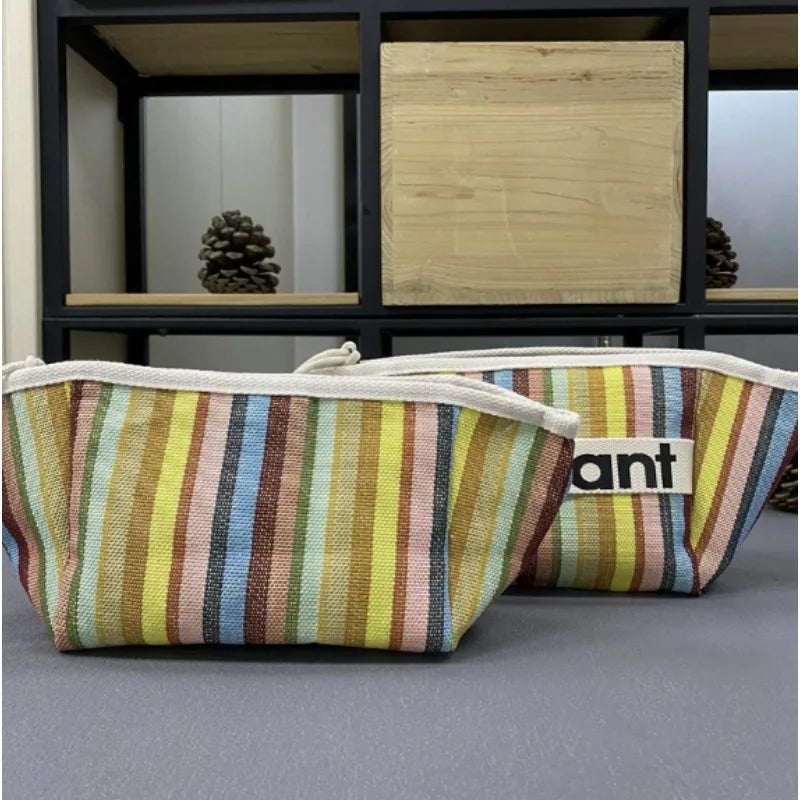 2026 Summer Storage Small Bag Canvas Bag Zipper Makeup Bag Handheld Cloth Bag Women's Bag