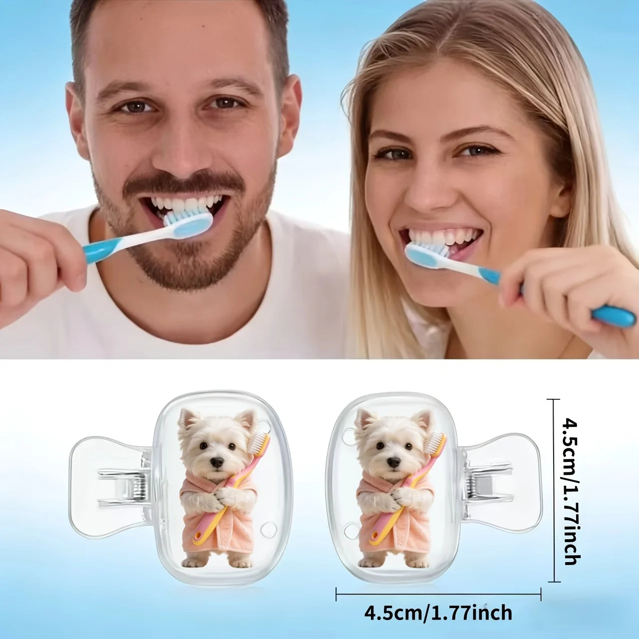 2pcs Cute West Highland Terrier Portable Dustproof Odorless Pattern Print Toothbrush Case for Travel with Ventilation Holes Gift