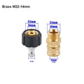 Pressure Washer Quick Connect Fitting M22 14mm to 1/4 Inch Pressure Washer Hose Gun Adapter Brass Washer Quick Release Connector
