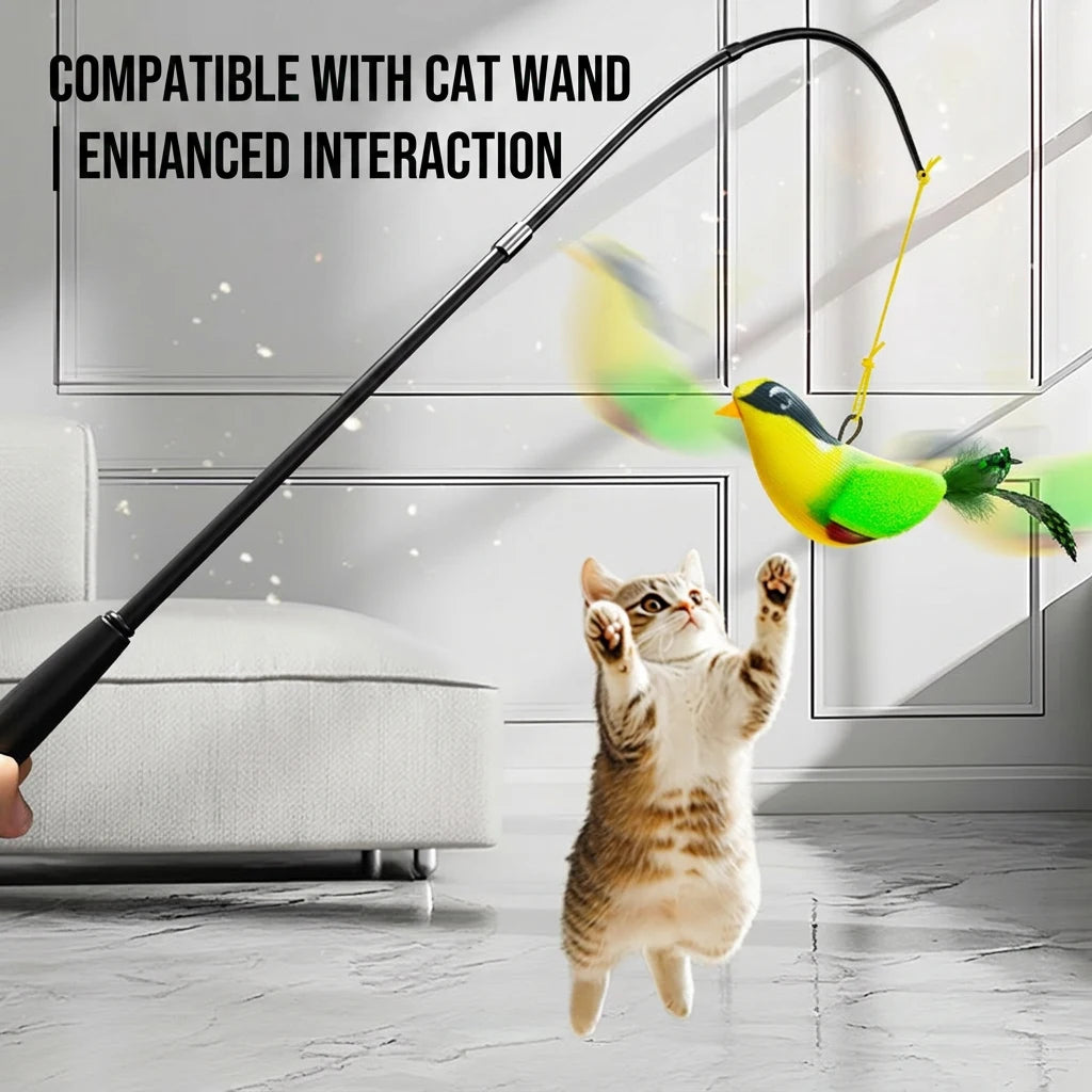 iLMH Indoor Interactive Birds Toy for Cat Chasing Teasing Toy Sounding Catnip Cat Teaser Toy Self-hilarity Wall Hanging Cat Toy