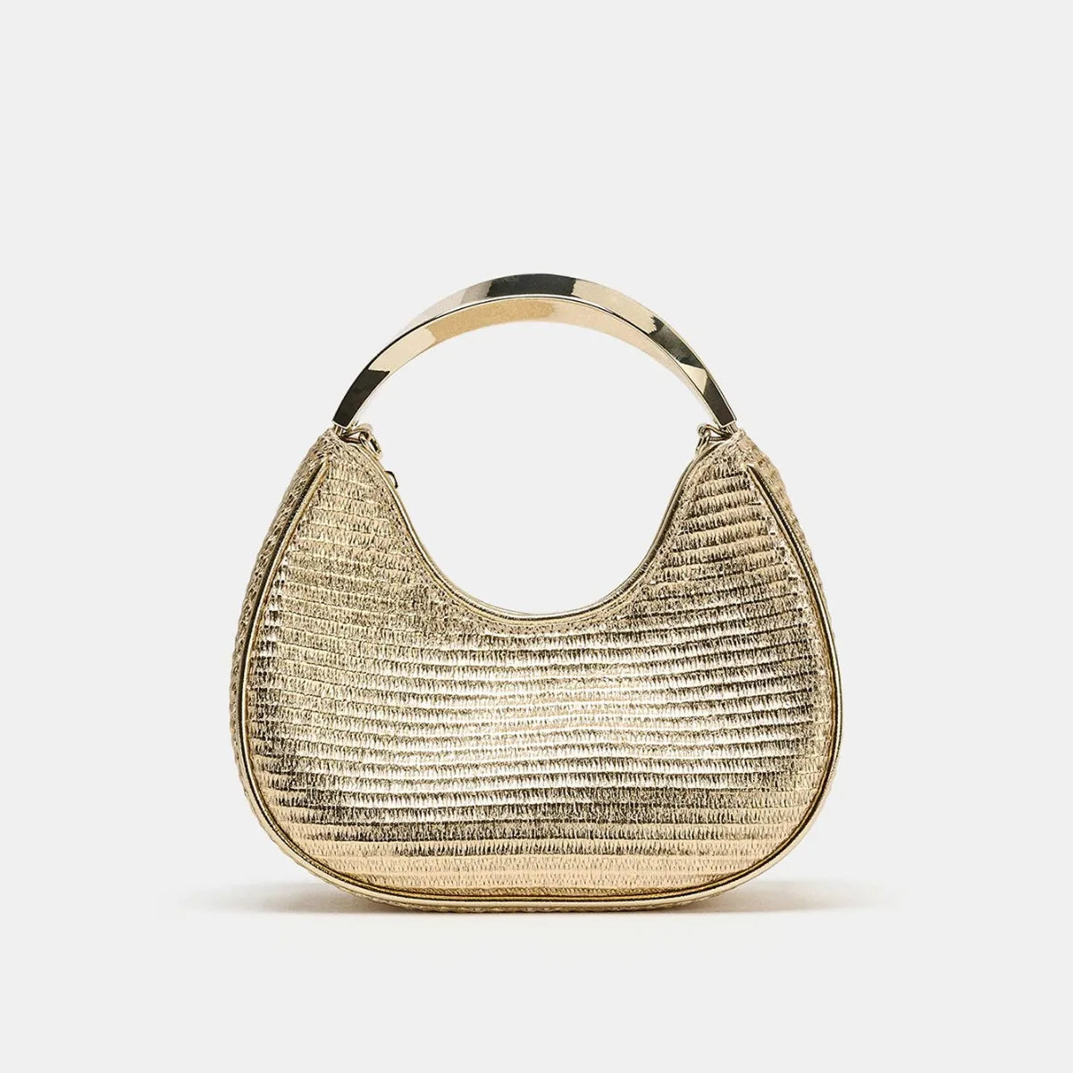 Women Luxury Golden Textured Hobo Bag Metal Top Handle Evening Clutch Bag Detachable Crossbody Chain Strap Party Wedding Handbag