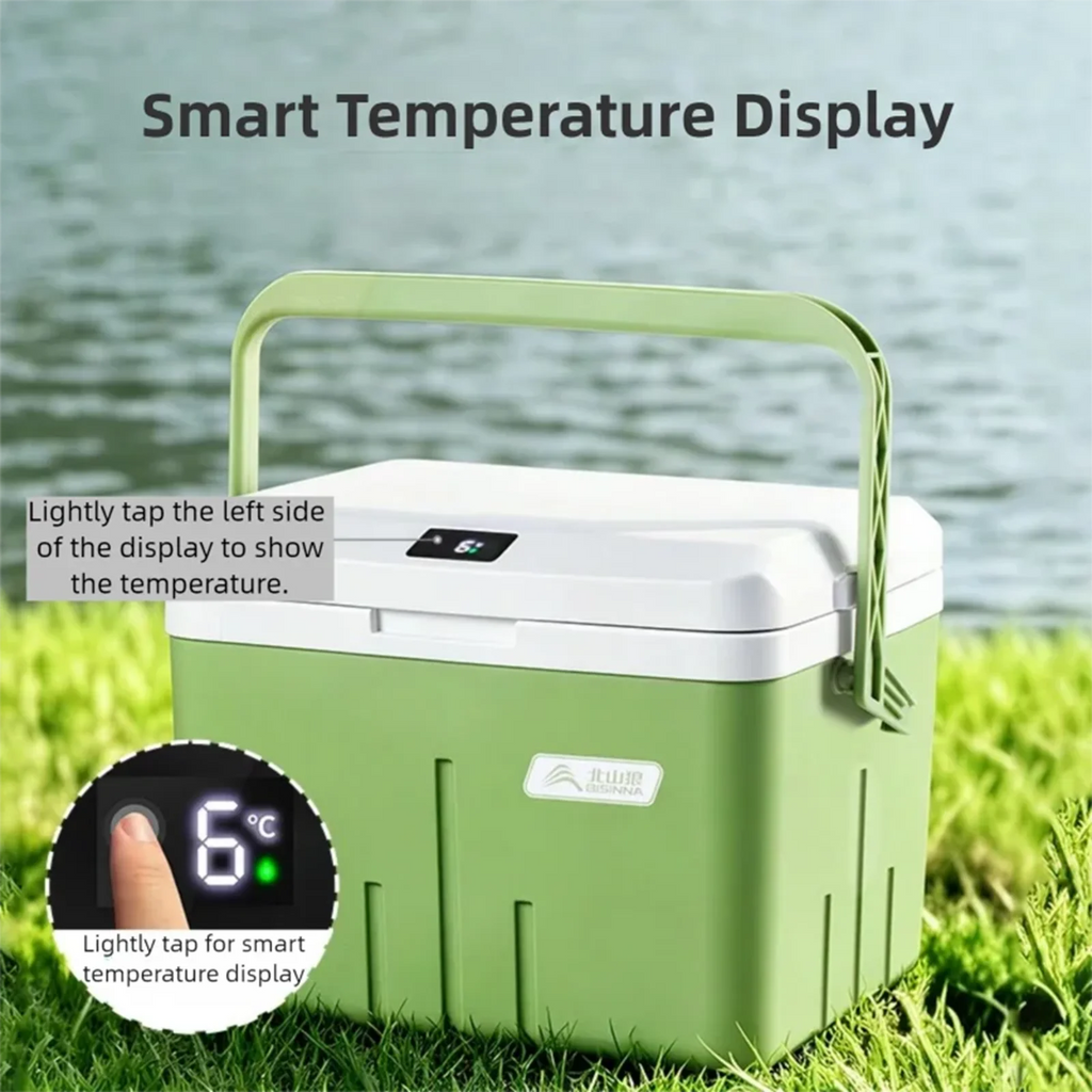 BISINNA Portable Ice Box Large Capacity Outdoor Travel Car Fridge with Temperature Display Camping Fishing Beach Cooler Box