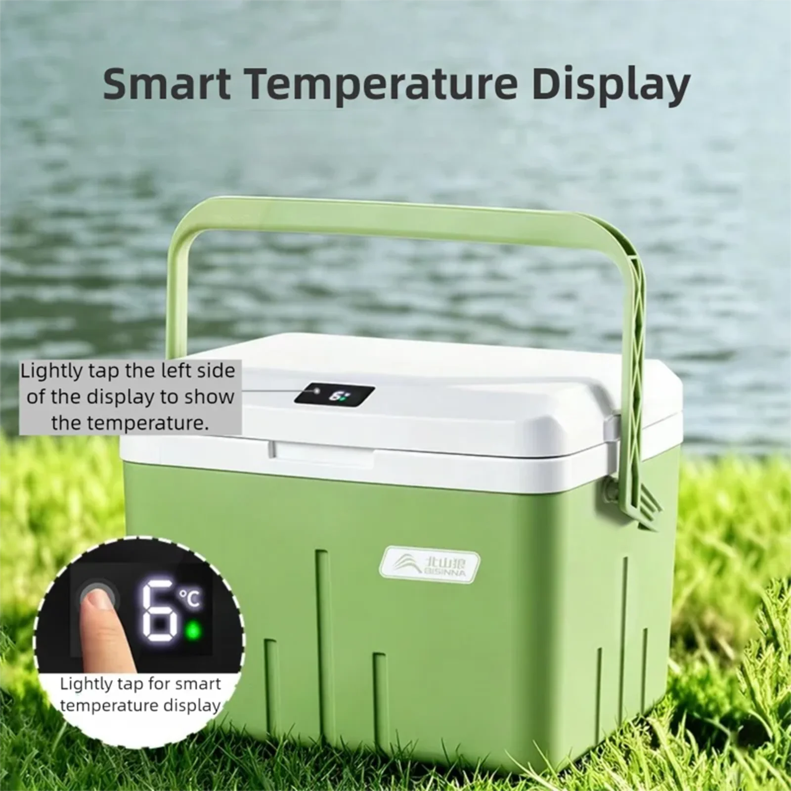 BISINNA Portable Ice Box Large Capacity Outdoor Travel Car Fridge with Temperature Display Camping Fishing Beach Cooler Box