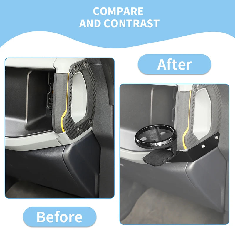 BAWA A Pillar Handle Water Cup Bracket Drink Rack for Ford Bronco 2021 2022 2023 2024 Interior Accessories