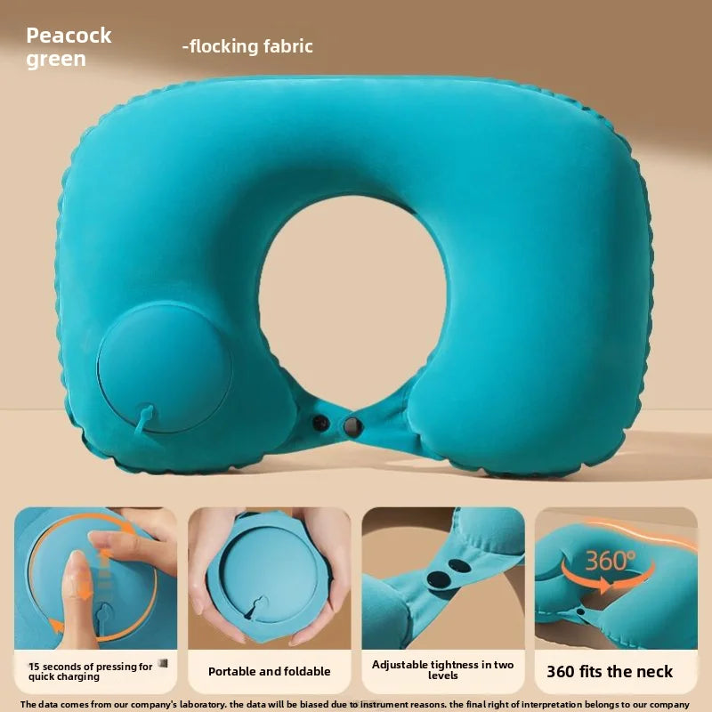 Inflatable Airplane Pillow, U-shaped Cervical Orthopedic Protective Pillow, Outdoor Folding Pillow, Small Gift for Friends