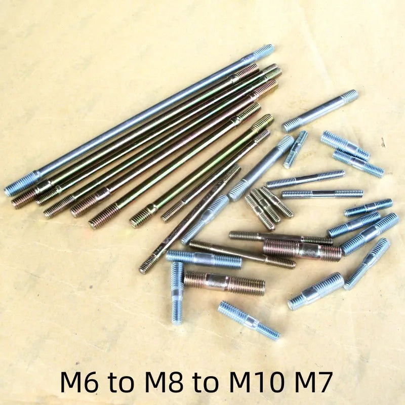 Motorcycle car exhaust pipe screw muffler interface cylinder block screw column bolt M6 to 8 to 10 M7 8mm double headed threaded
