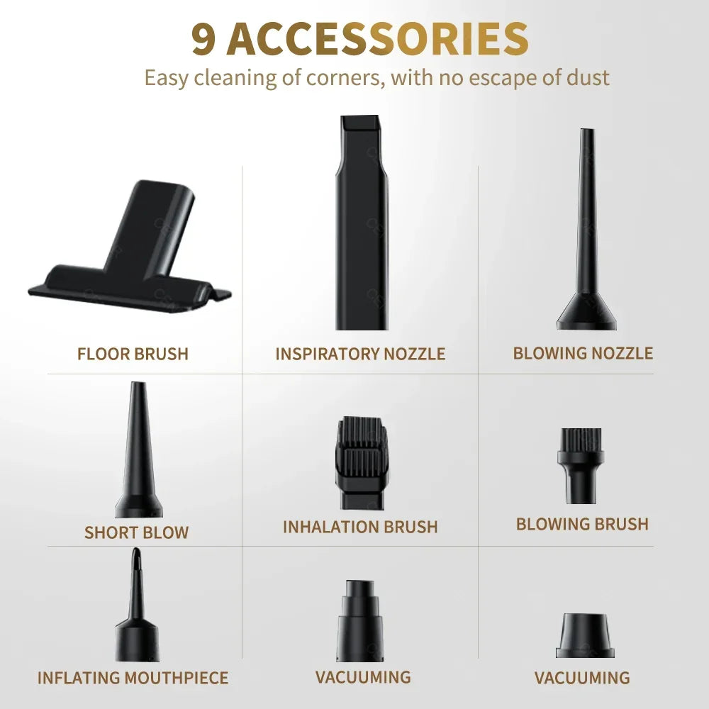 CENRR Mini Car Vacuum Cleaner 360000PA Cordless Powerful Wireless Car Cleaner HandHeld Portable Vacuum Cleaner Home Appliance