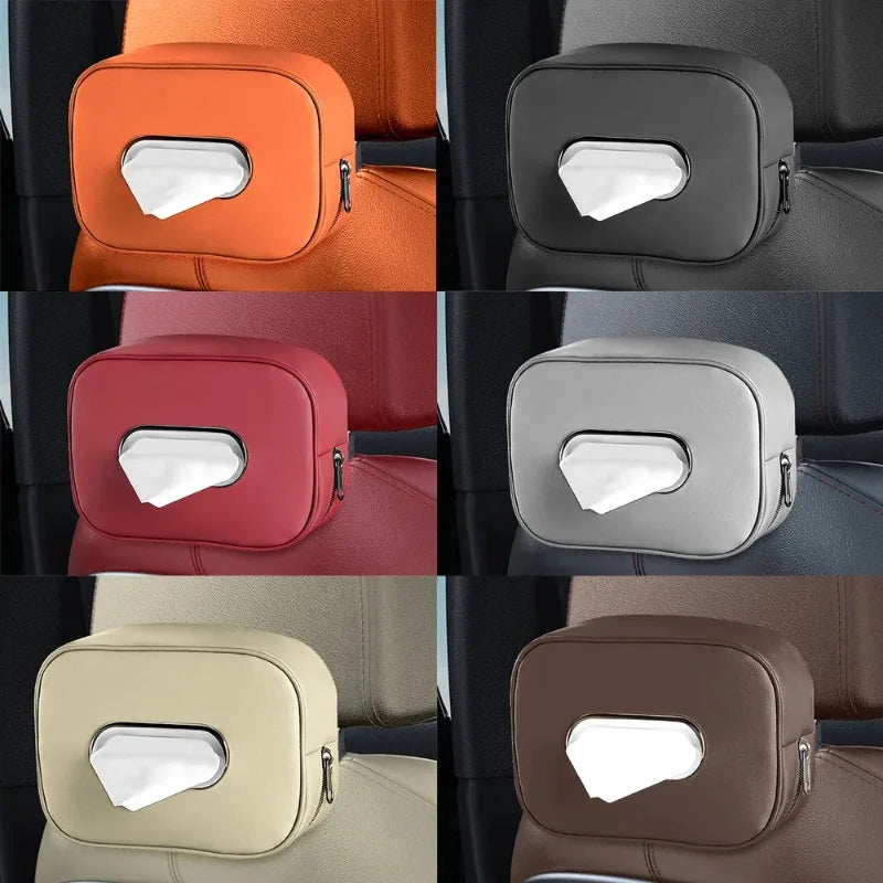 2025Car Tissue Box Holder Microfiber Leather Car Center Console Armrest Napkin Box Sun Visor Backseat Tissue Case with Fix Strap