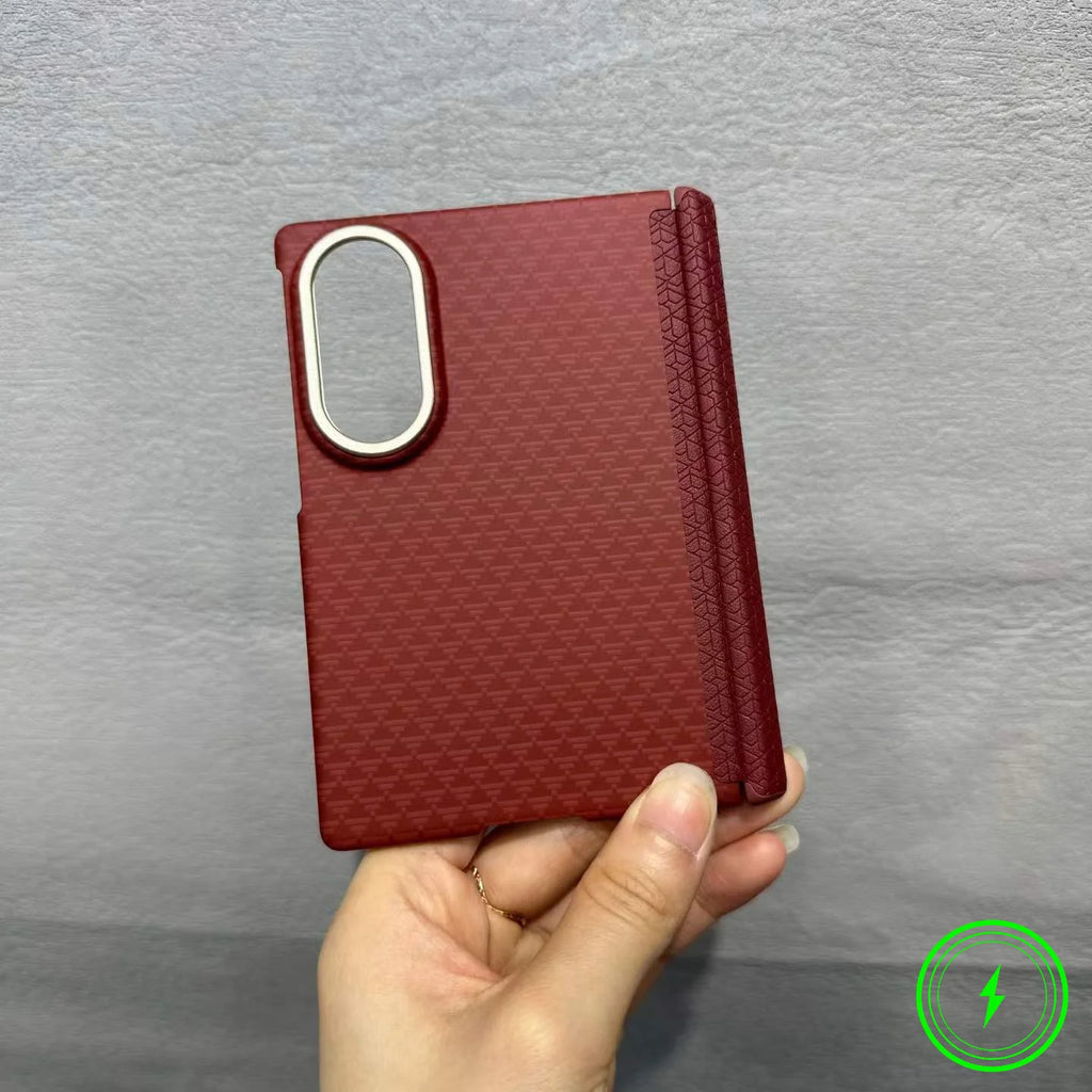 Luxury Busienss Nano-carving Carbon Fiber Texture Case for For Samsung Galaxy Z Fold 8 for Magsafe Hinge Alloy Lens Phone Cover