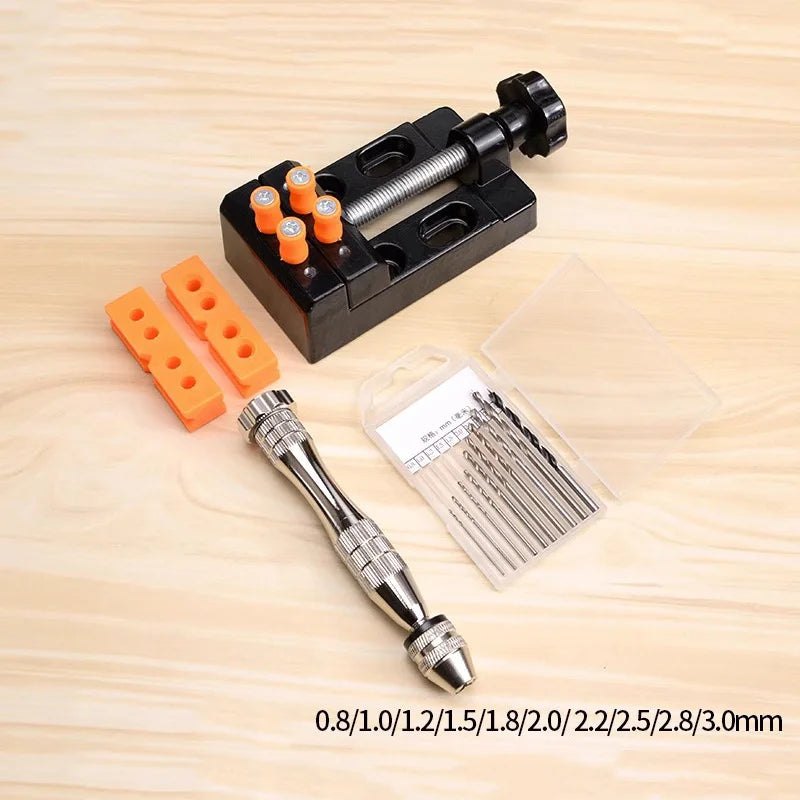 Hand Drill Set - Manual Pin Vise with 10 Mini Drill Bits 0.8 - 3 mm for  Jewelry MakingResin, Hobby Projects Push Hand Drill