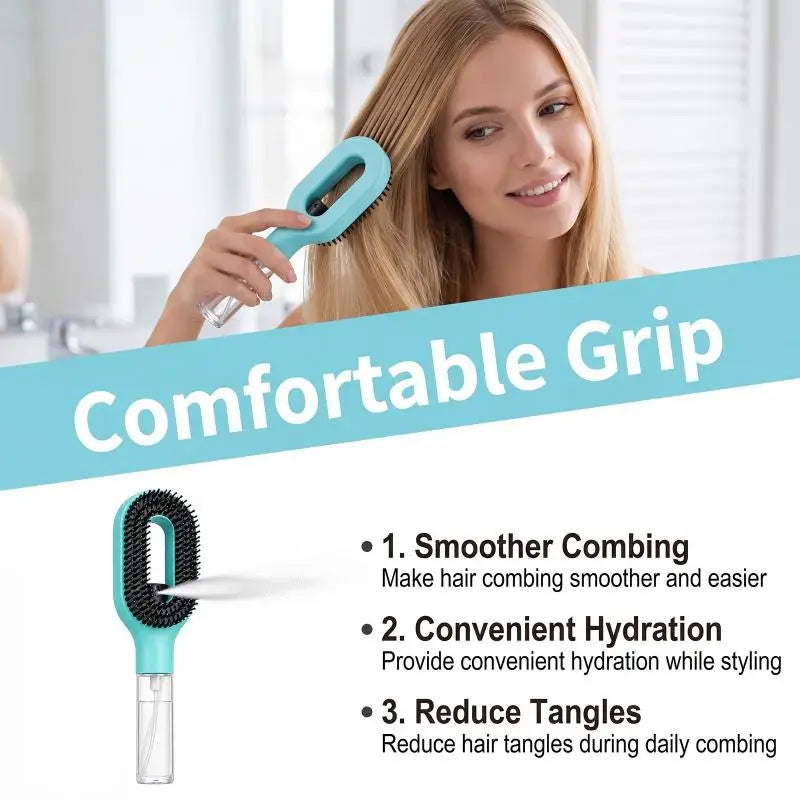 1Pcs Spray Hair Brush Refillable Liquid Water Spray Paddle Comb Anti Static Soft Bristle Hair Styling Massage Comb For Home
