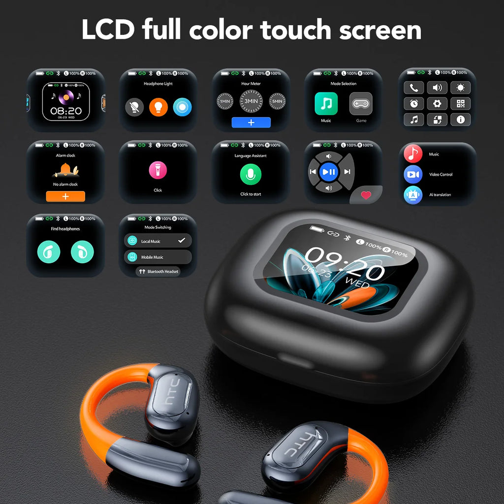 Bluetooth Earphone HTC NE27 AI Translator Wireless Earbud Open Ear High Quality Earphone HD Call HiFi Sound Sport Headset