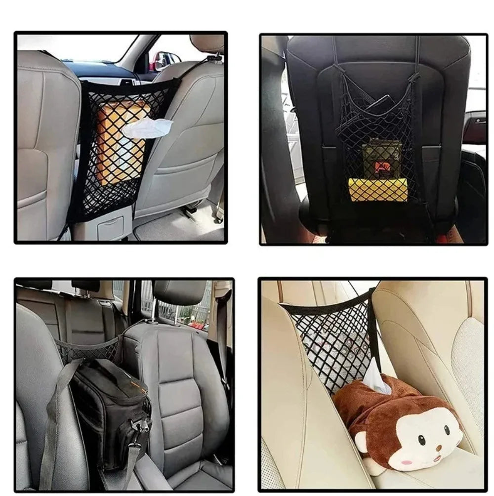 Car Seat Middle Storage Net Pocket Car Screen Elastic Children's Isolation Net Storage Net Seat Back Storage Bag