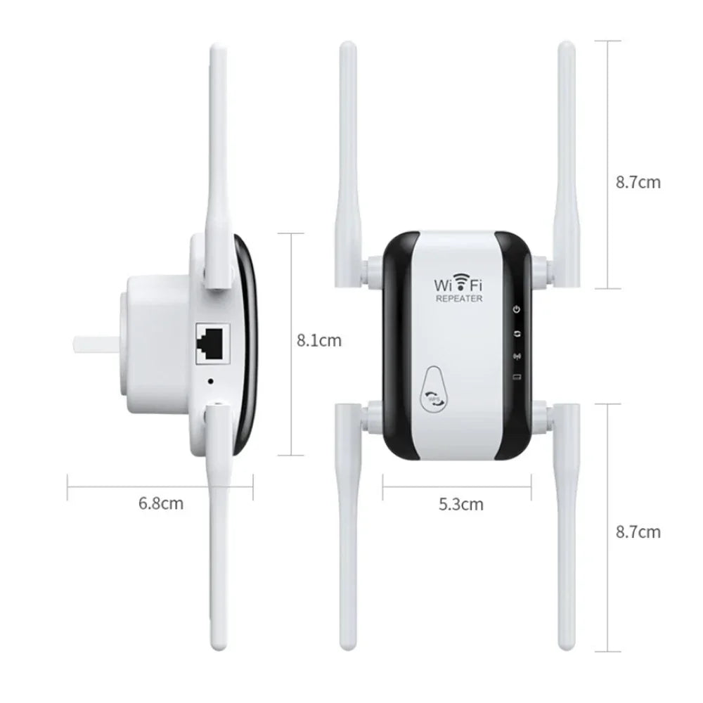 Wifi Repeater with antenna Wireless Signal Amplifier Extended Network Enhancer EU US Home Router 300m Through The Wall Bedroom