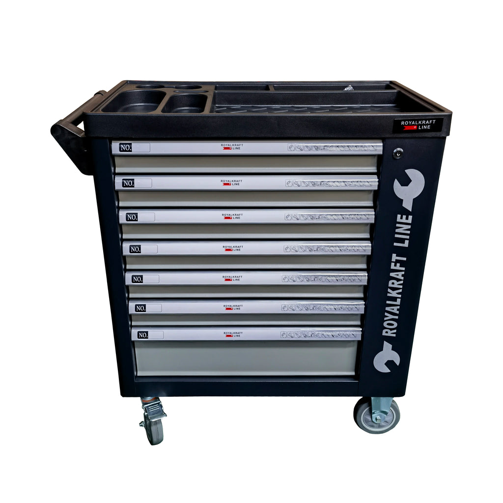 Professional Hand-Powered OEM 7-Drawer Movable Tool Trolley Chest Automotive Repair Workshop Garage Storage Combination Drills
