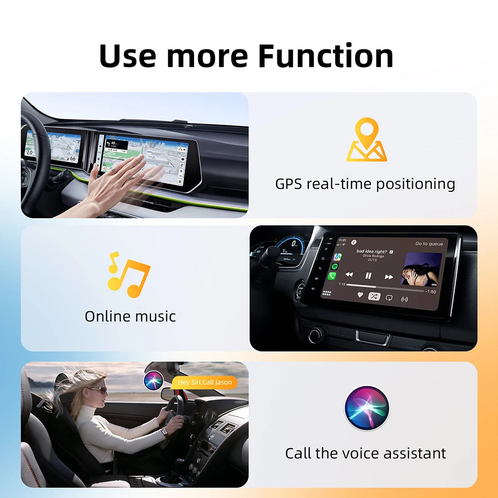 Wireless CarPlay Adapter for iPhone and Android Auto 2-in-1 USB Adapter 5.8GHz WiFi automatic connection wired to wireless