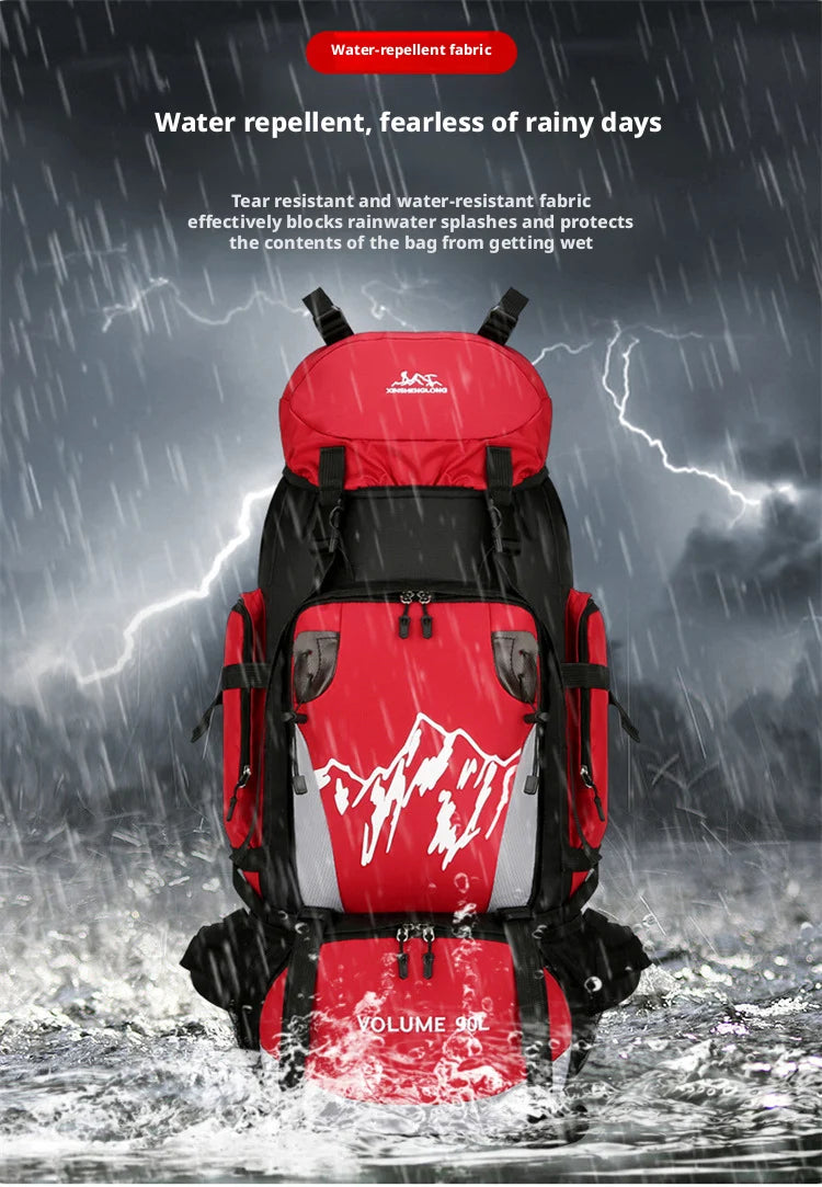 90L Outdoor Mountaineering Backpack Large Capacity Sports Bag Waterproof Hiking Travel Bag Optional Reflective Strip Backpack