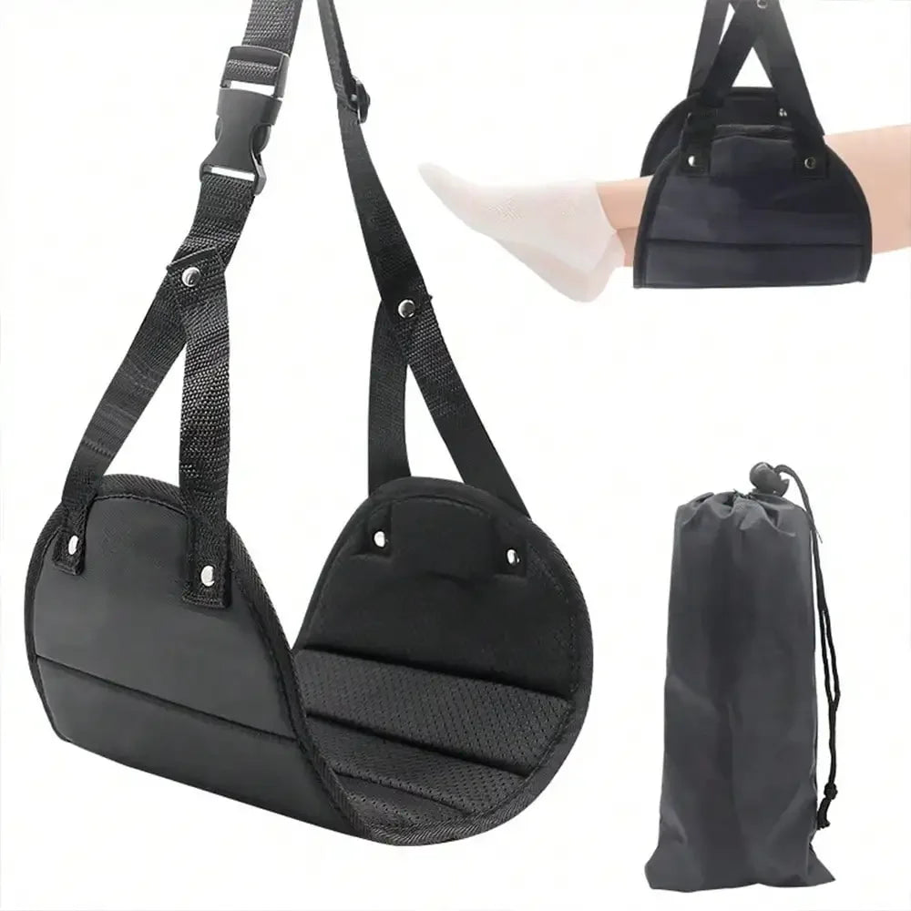 Travel Rest Hanging Footstool Adjustable Straps Multifunctional Portable Hammock Footrest for Home Office Outdoor Airpalne
