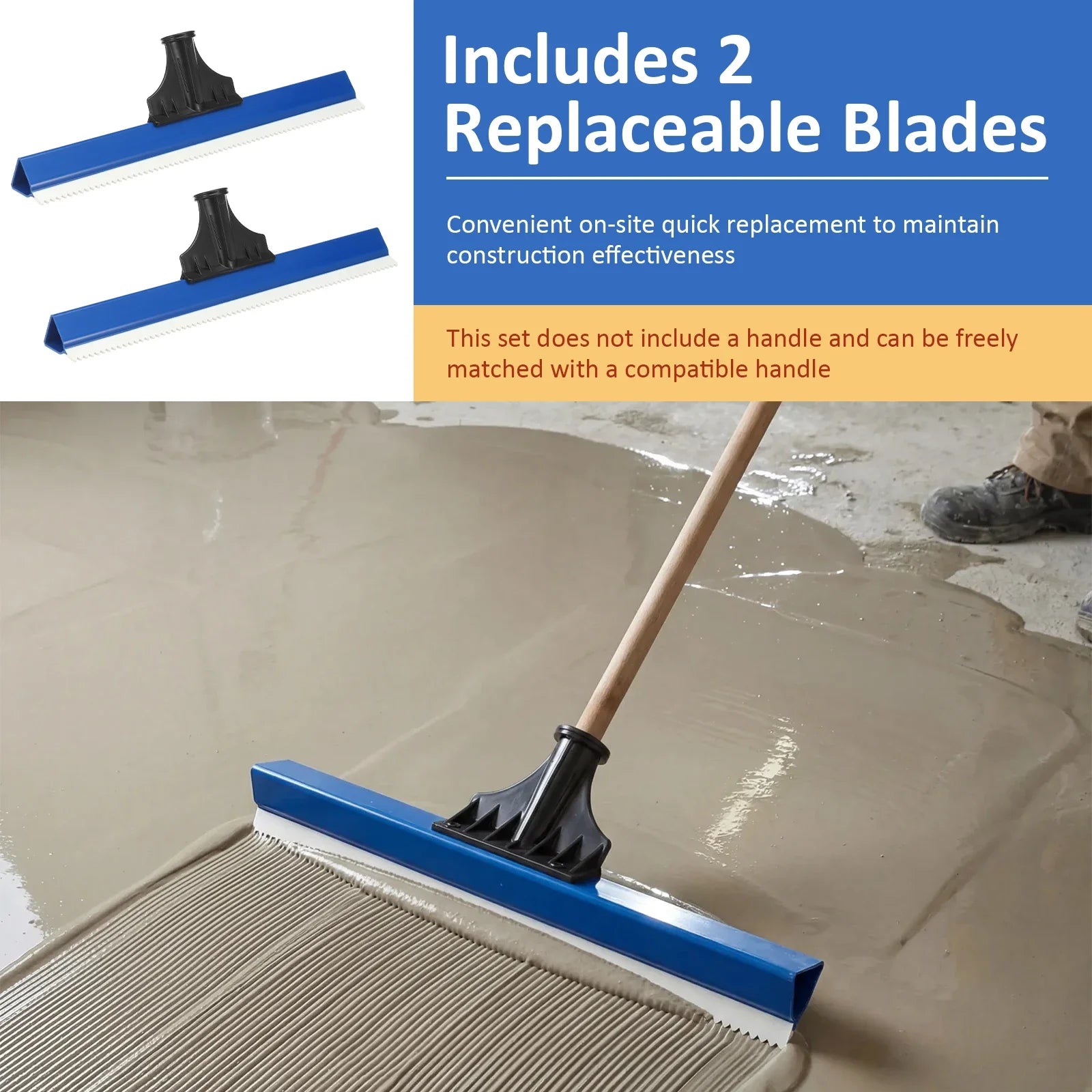 2Pcs 16 Inch Notched Squeegee Epoxy Floor Squeegee Toothed Self Leveling Tool for Professional Project Home DIY Renovation Work