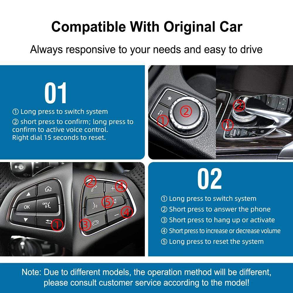 Wireless CarPlay Android Auto Fits For Mercedes A B C CL S CLA CLS CLASS GLA GLS GLC GLE V250 V260 DB11 Sprinter NTG5.0