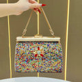 New light luxury dinner bag, shiny diamond-encrusted handbag, shoulder messenger bag, high-end celebrity evening bag.