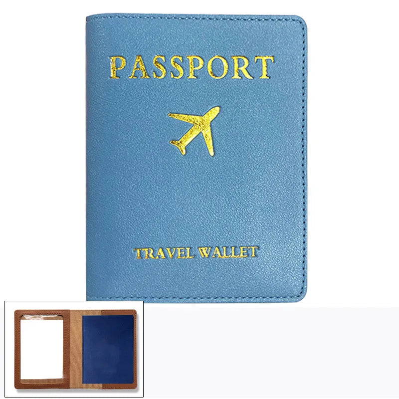 1pcs PU Leather Passport Cover Holder Women Men Passport Cover Flight Ticket Clip Multifunctional Passport Wallet Id Holder Case