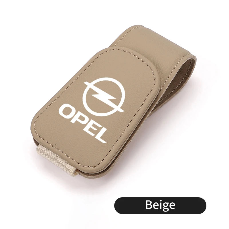 Car Magnetic Leather Card Ticket Holder Sun Visor Glasses Clip For Opel Astra H G J Insignia Corsa Zafira Meriva Mokka
