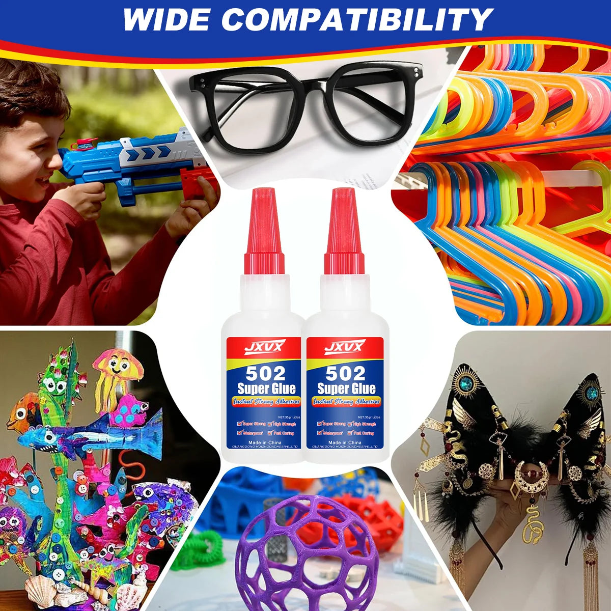 50g Plastic 502 Super Glue Extra Strong Plastic Professional Adhesive Quick Fix for Toy Plastic Items Transparent Cyanoacrylate Glue Fast Drying Odorless Long Lasting Bonding 1-3PCS.